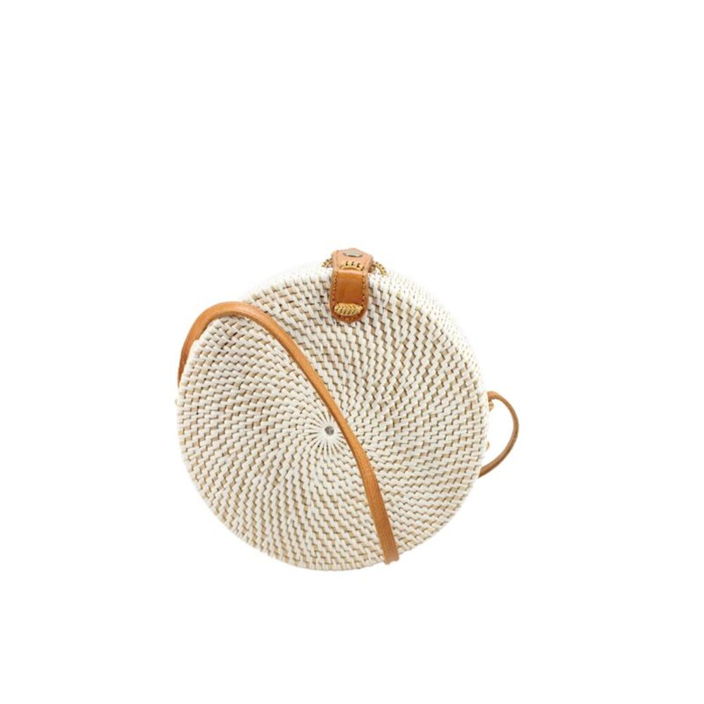 Nordstrom Womens Woven Snap Closure Shoulder Bag White